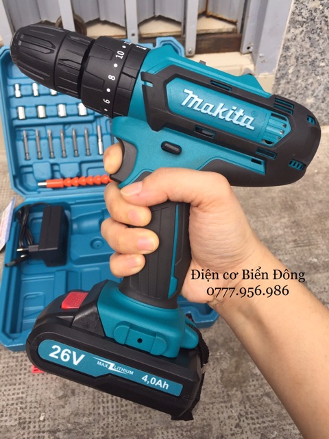 Máy khoan pin Tặng đầy đủ phụ kiện Máy khoan pin Bêtông cầm tay MAKITA 26V Thái Lan