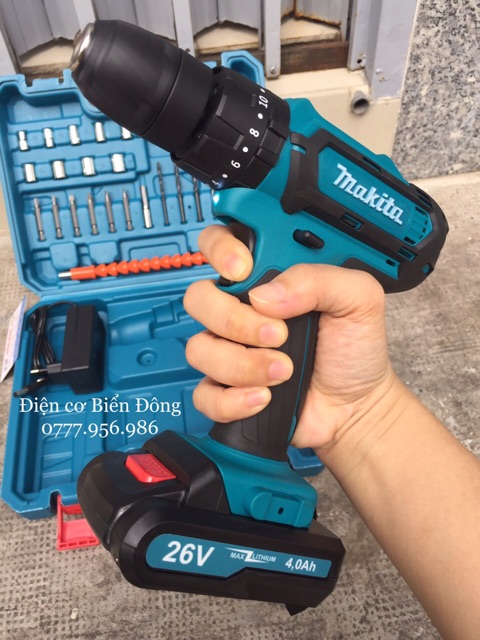 Máy khoan pin Tặng đầy đủ phụ kiện Máy khoan pin Bêtông cầm tay MAKITA 26V Thái Lan