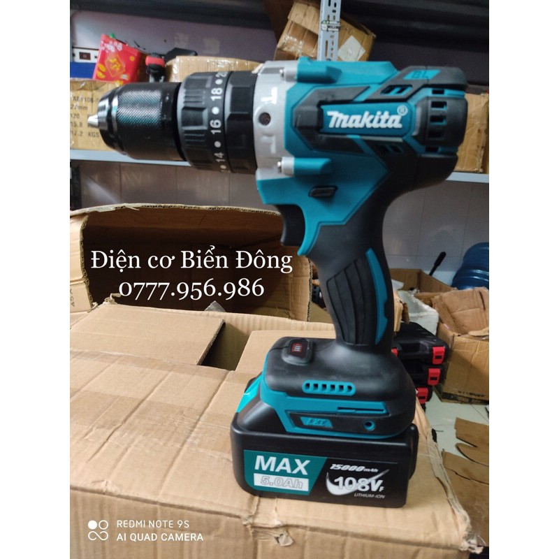 MÁY KHOAN PIN MAKTIA 108V KHÔNG CHỔI THAN MÔ TƠ TỪ CÓ BÚA 3 CHỨC NĂNG