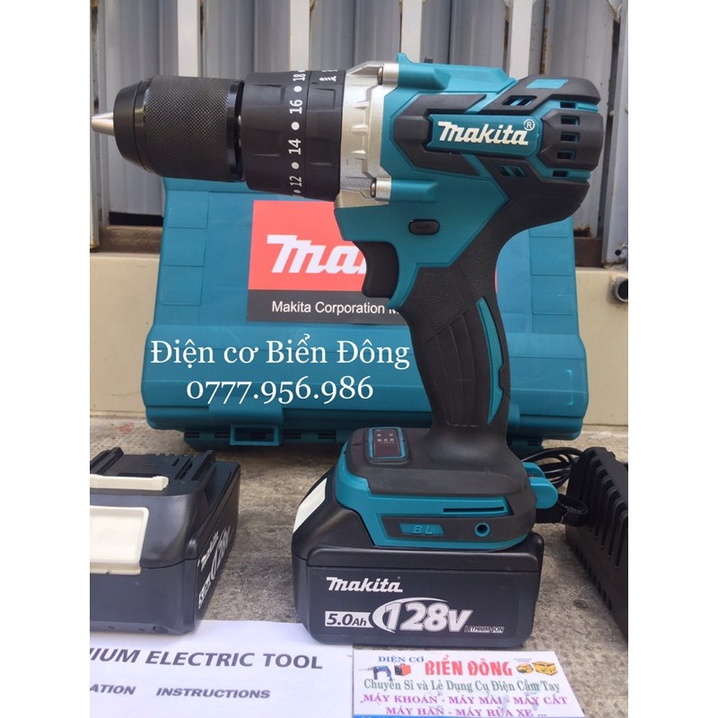 MÁY KHOAN PIN MAKITA KHÔNG CHỔI THAN PIN 128V 10 cell pin MÔ TƠ TỪ CÓ BÚA 3 CHỨC NĂNG