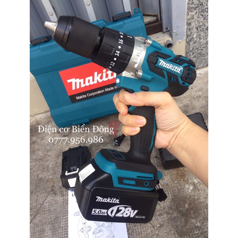 MÁY KHOAN PIN MAKITA KHÔNG CHỔI THAN PIN 128V 10 cell pin MÔ TƠ TỪ CÓ BÚA 3 CHỨC NĂNG