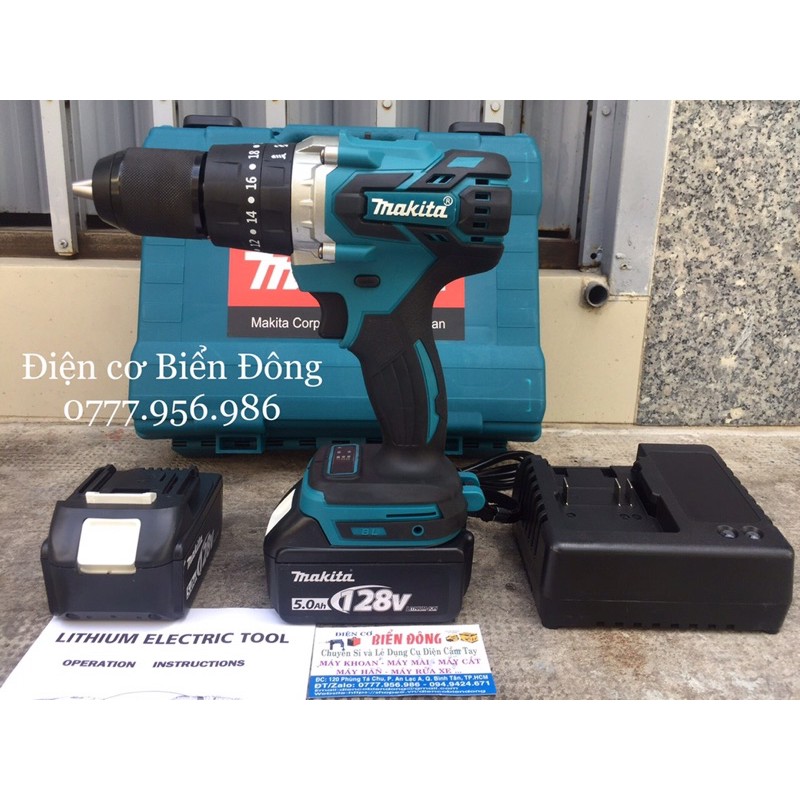 MÁY KHOAN PIN MAKITA KHÔNG CHỔI THAN PIN 128V 10 cell pin MÔ TƠ TỪ CÓ BÚA 3 CHỨC NĂNG
