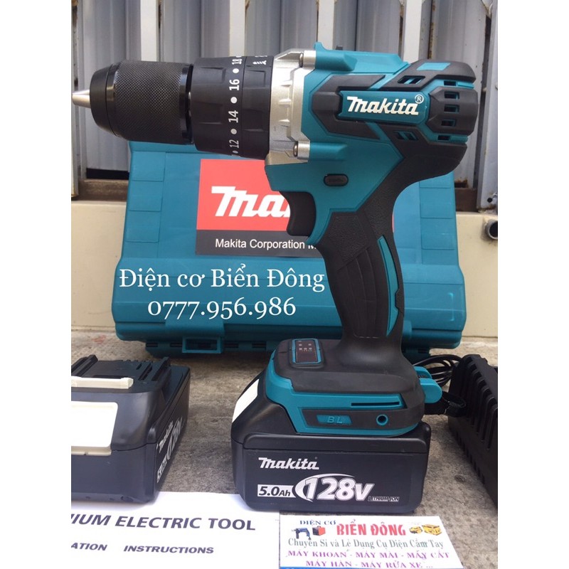 MÁY KHOAN PIN MAKITA KHÔNG CHỔI THAN PIN 128V 10 cell pin MÔ TƠ TỪ CÓ BÚA 3 CHỨC NĂNG