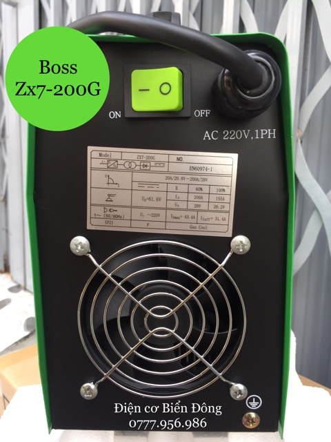 Máy hàn điện tử Tặng Bó 20 que Máy Hàn điện tử BOSS ZX7-200G INVERTER xanh lá model mới cao cấp