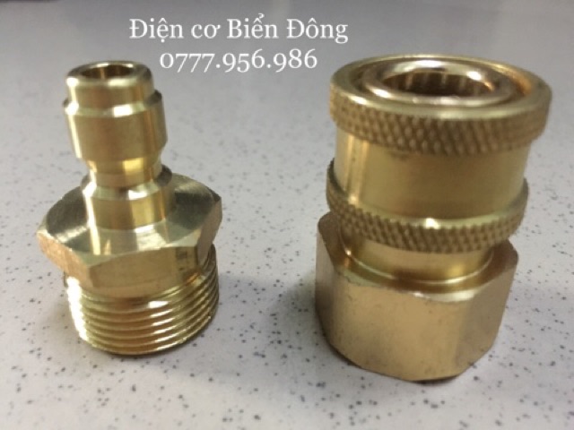 COMBO bộ đầu nối nước ra chống xoắn dây xịt ren 21 22 thích hợp cho tất cả các dòng rửa xe áp lực cao