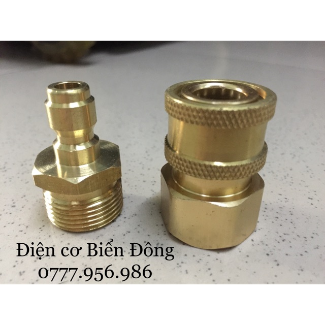 COMBO bộ đầu nối nước ra chống xoắn dây xịt ren 21 22 thích hợp cho tất cả các dòng rửa xe áp lực cao