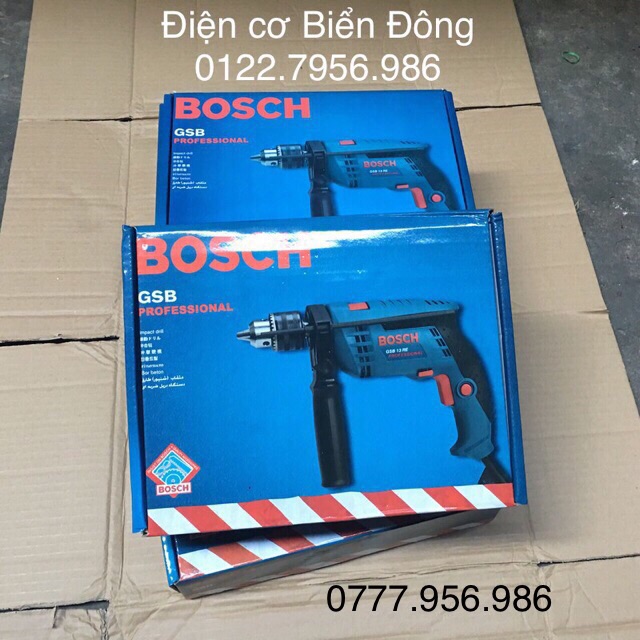 Máy khoan Tặng đầy đủ thướt đo khoá khoan, mũi khoan Máy khoan BOSH 13RE khoan sắt tường gỗ tôn bắn vít