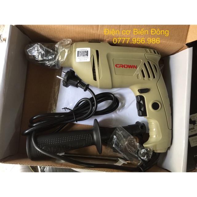Máy khoan CROWN CT10065chuyên dùng để khoan bê tông, sắt, tường, gỗ, tôn, bắn vít
