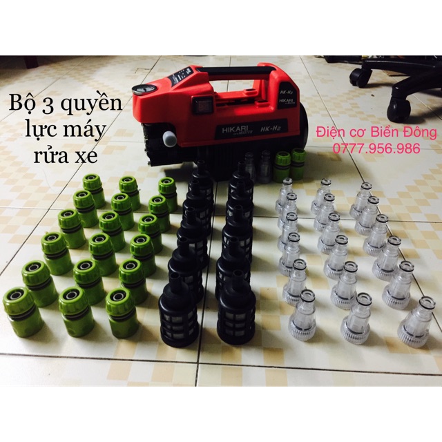 BỘ 3 DỤNG CỤ THAY THẾ MÁY RỬA XE CAO ÁP, kết hợp làm đầu hút.
