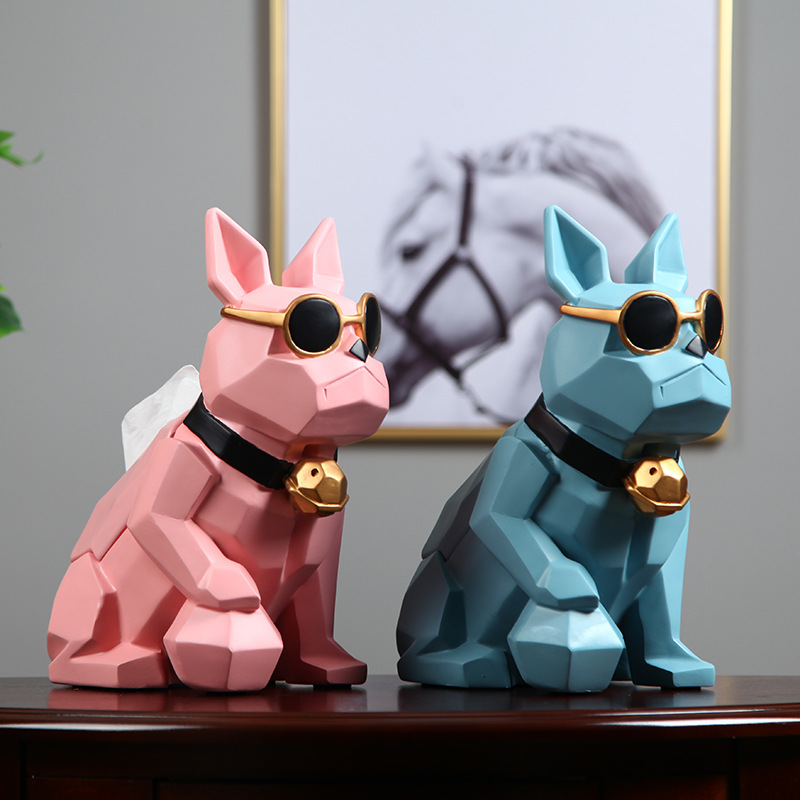 Hộp đựng khăn giấy nghệ thuật Bull Dog đeo lục lạc YXA939