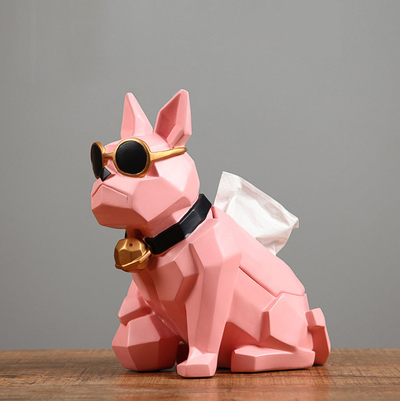 Hộp đựng khăn giấy nghệ thuật Bull Dog đeo lục lạc YXA939