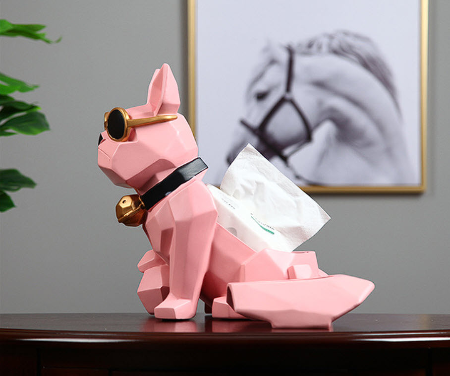 Hộp đựng khăn giấy nghệ thuật Bull Dog đeo lục lạc YXA939
