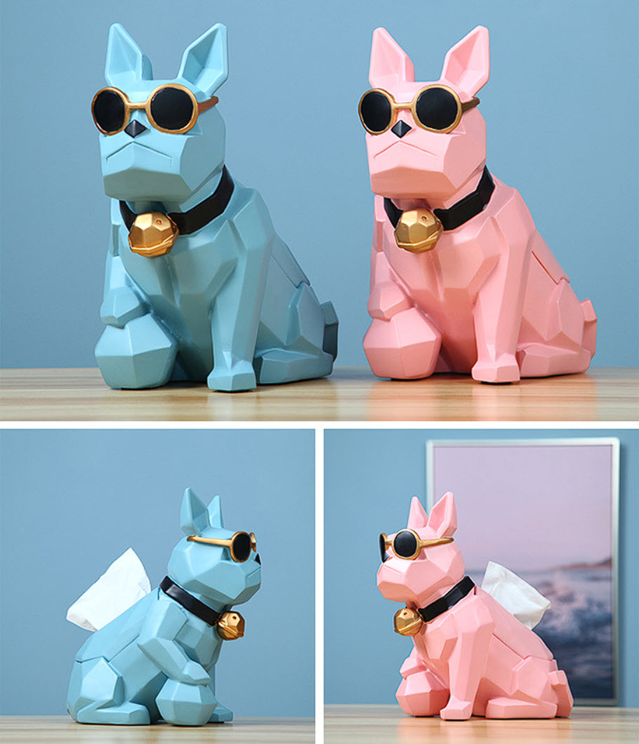 Hộp đựng khăn giấy nghệ thuật Bull Dog đeo lục lạc YXA939