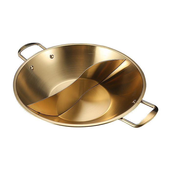Nồi lẩu 2 ngăn inox mạ vàng cho nhà hàng WS318