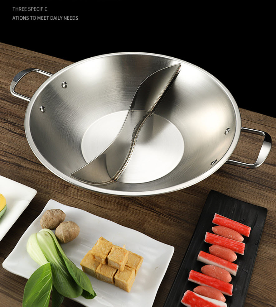 Nồi lẩu 2 ngăn inox mạ vàng cho nhà hàng WS318
