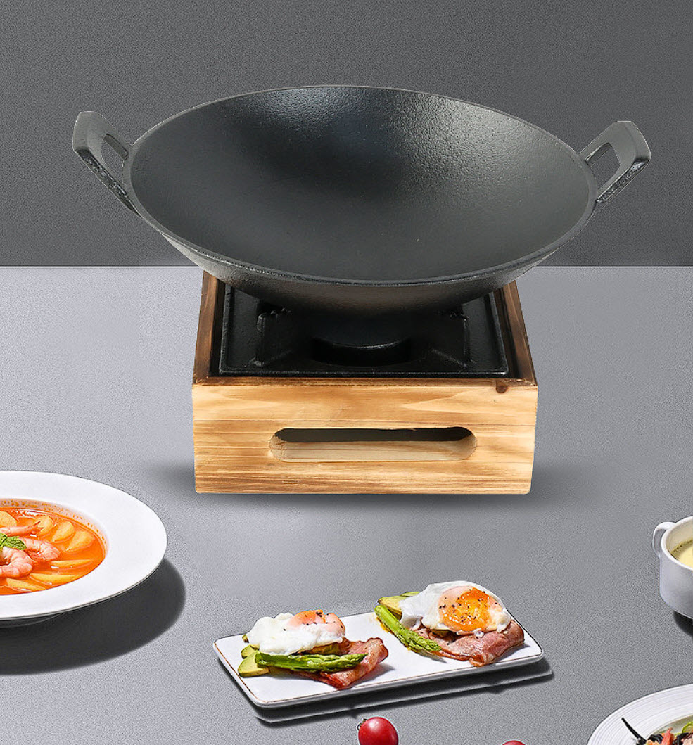 Chảo gang bầu đựng thức ăn, chiên xào hải sản WCH04