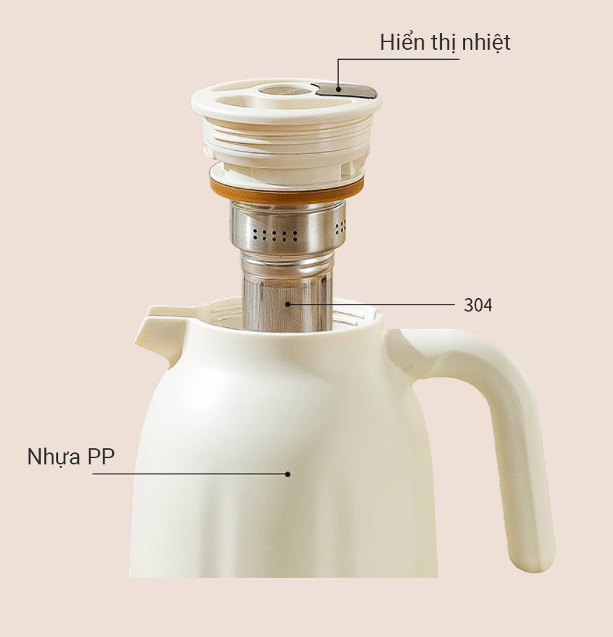 Bình lọc trà giữ nhiệt 1500ml inox y tế 316 cao cấp H8159