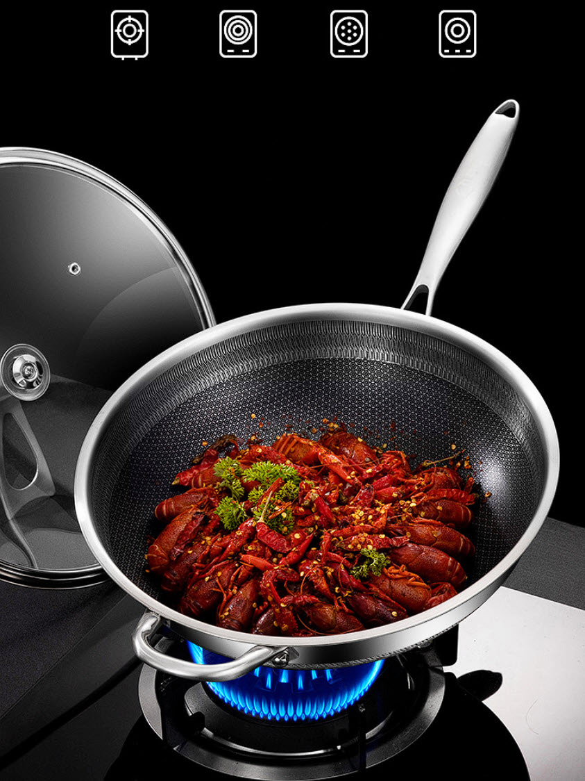 Chảo inox y tế 316 chống dính tổ ong HSS04