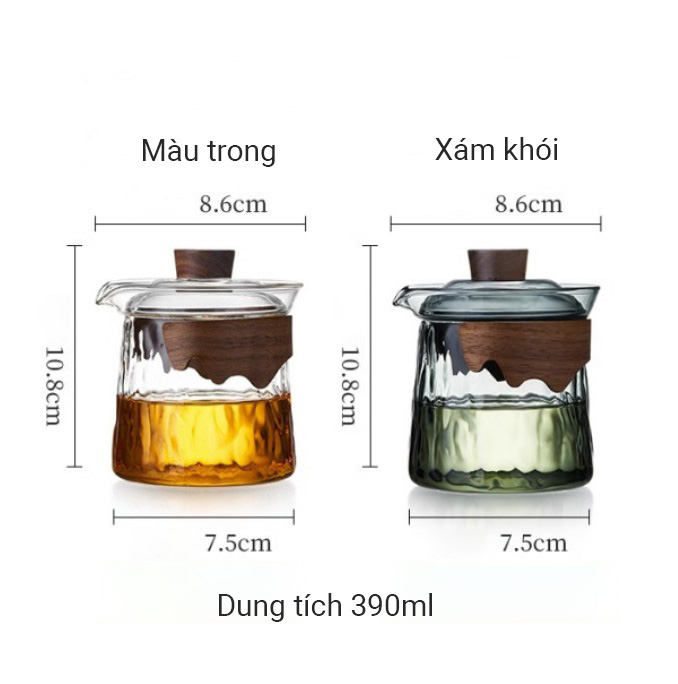 Bình pha trà thủy tinh 390ml có nắp lược trà XCJ456