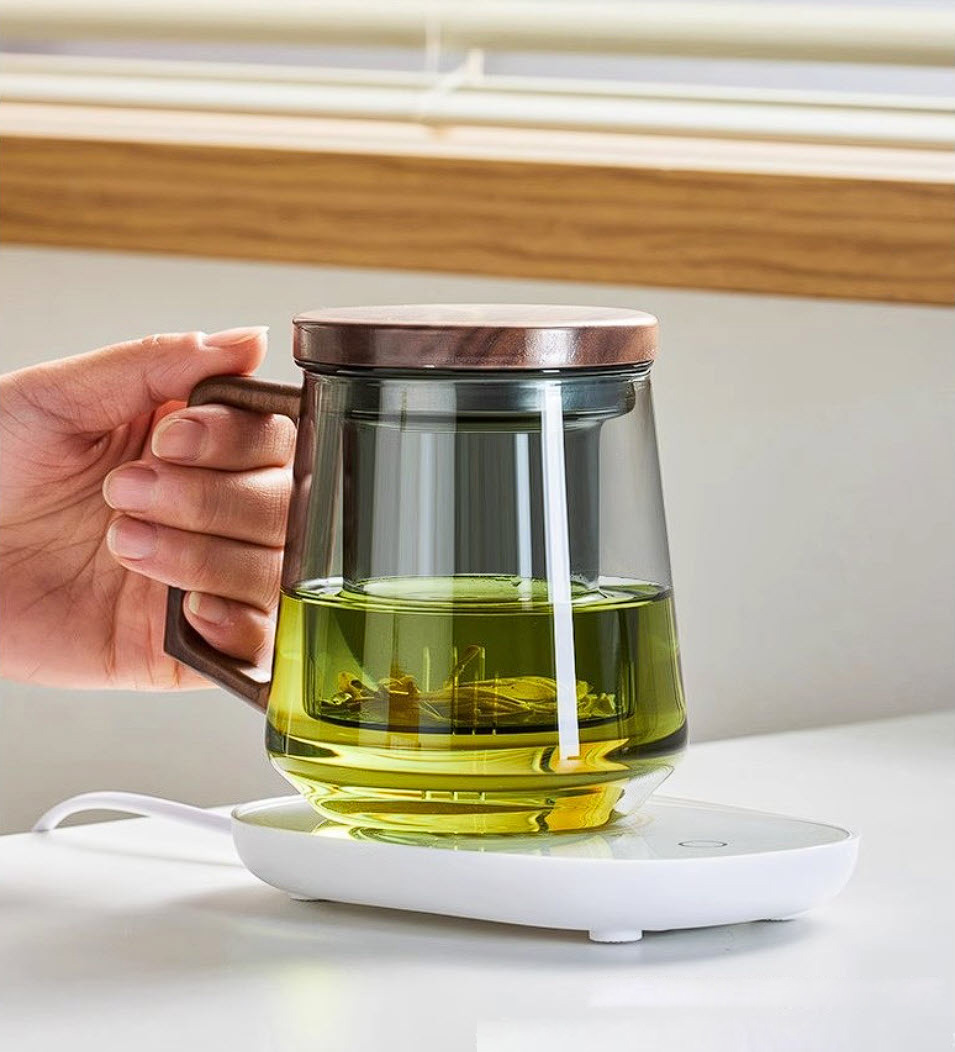 Ly pha trà có lõi lọc bằng thủy tinh có nắp XCJ457