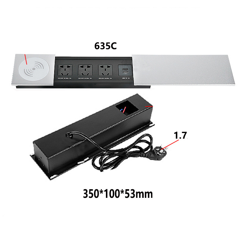 Ổ cắm âm bàn nắp trượt có sạc không dây và cổng USB QN007
