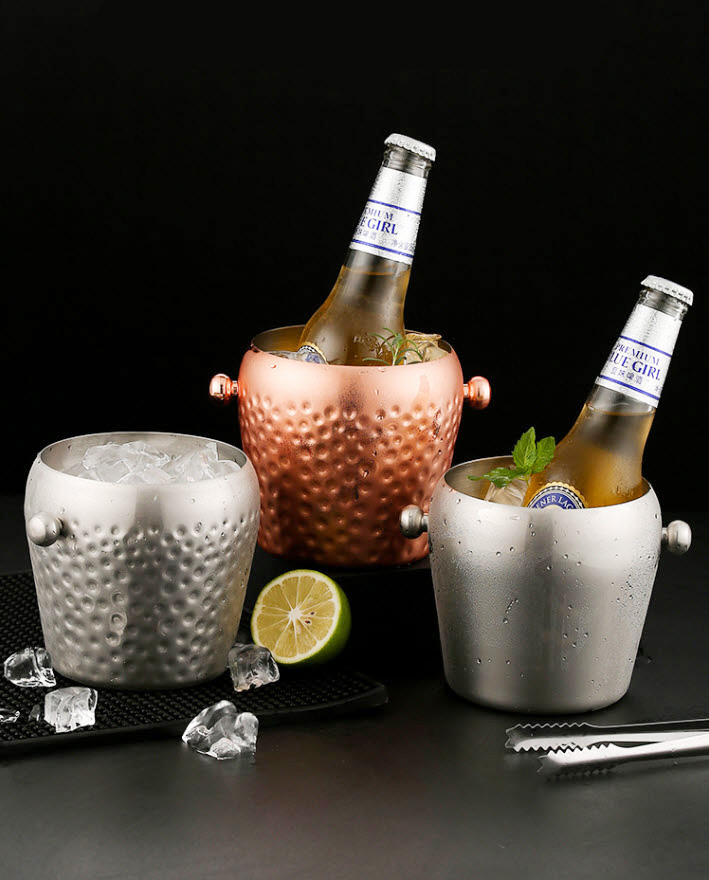Xô đá trái dâu 1L inox 304 giữ lạnh đồ uống cho pub, bar, nhà hàng ML4332