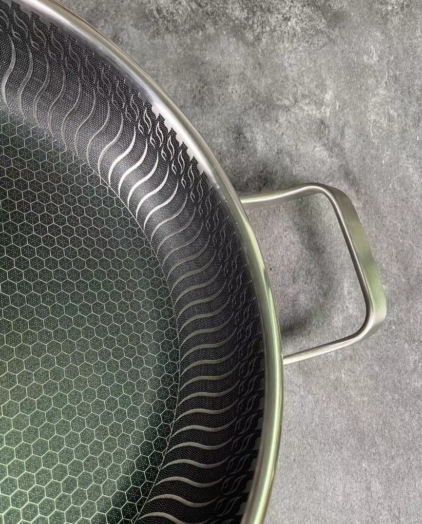 Chảo inox y tế 316 cao cấp đáy bằng vân tổ ong Kata B016A