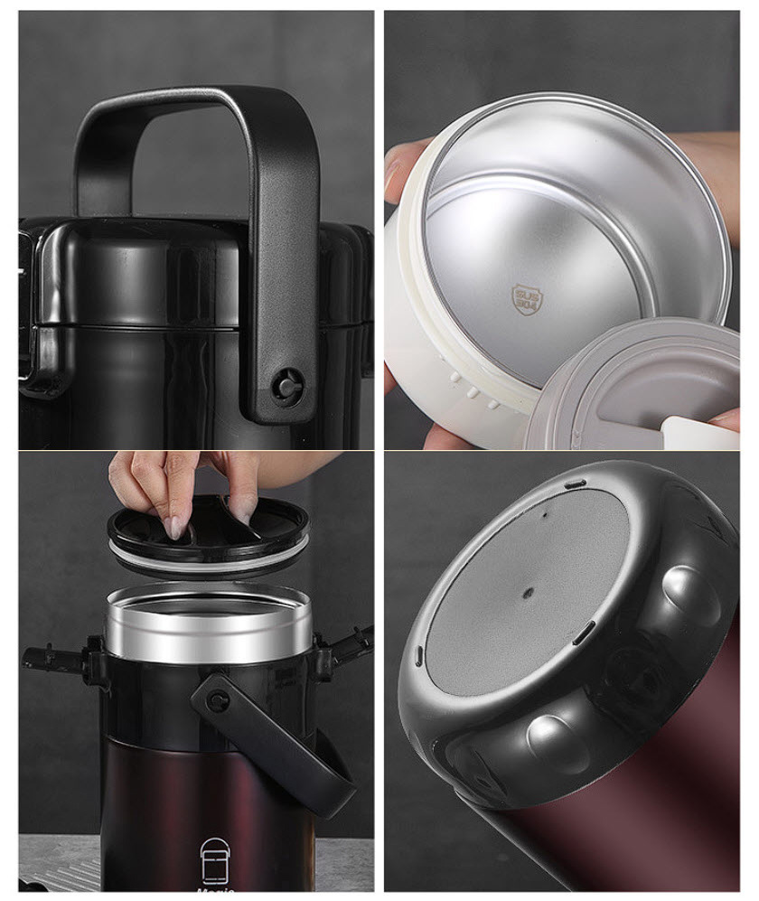 Hộp cơm giữ nhiệt 4 ngăn 2600ml inox 304 HXTG01