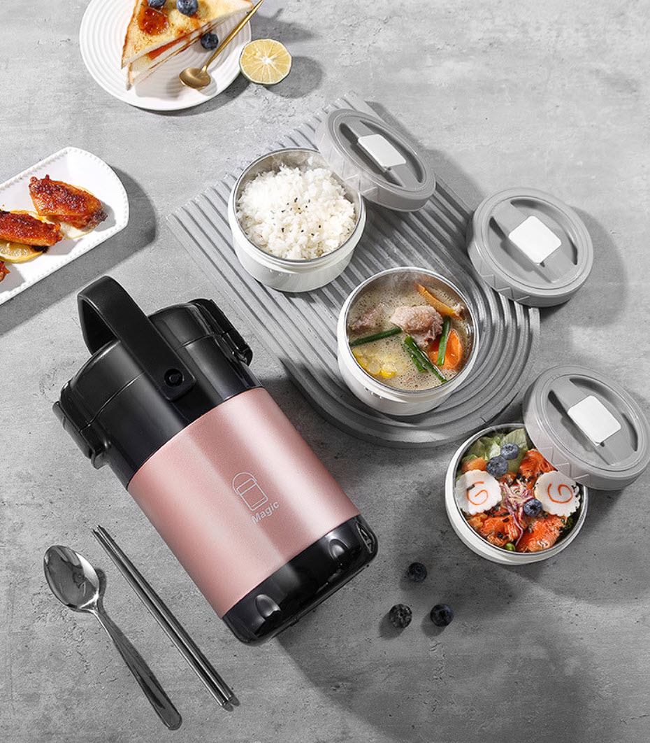 Hộp cơm giữ nhiệt 4 ngăn 2600ml inox 304 HXTG01