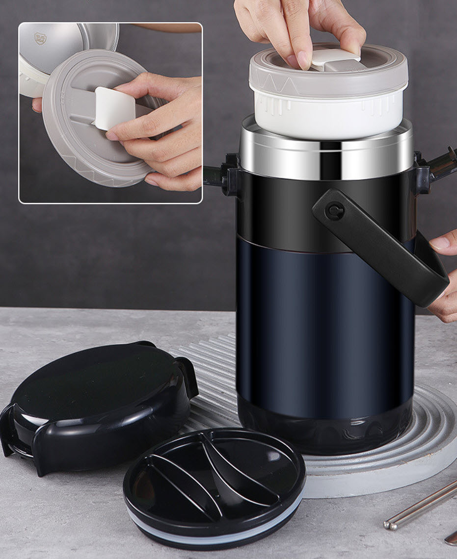 Hộp cơm giữ nhiệt 4 ngăn 2600ml inox 304 HXTG01