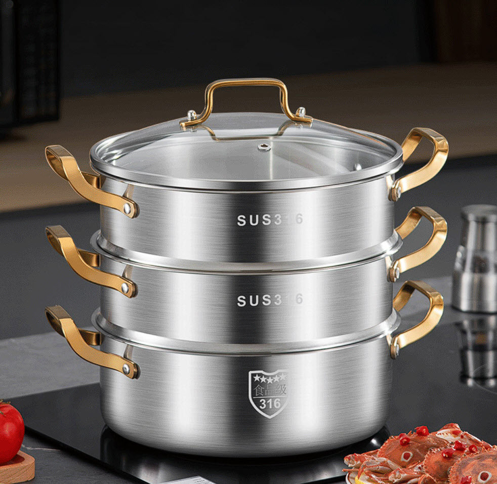 Nồi hấp inox y tế 316 cao cấp size 28-32cm JBZG32