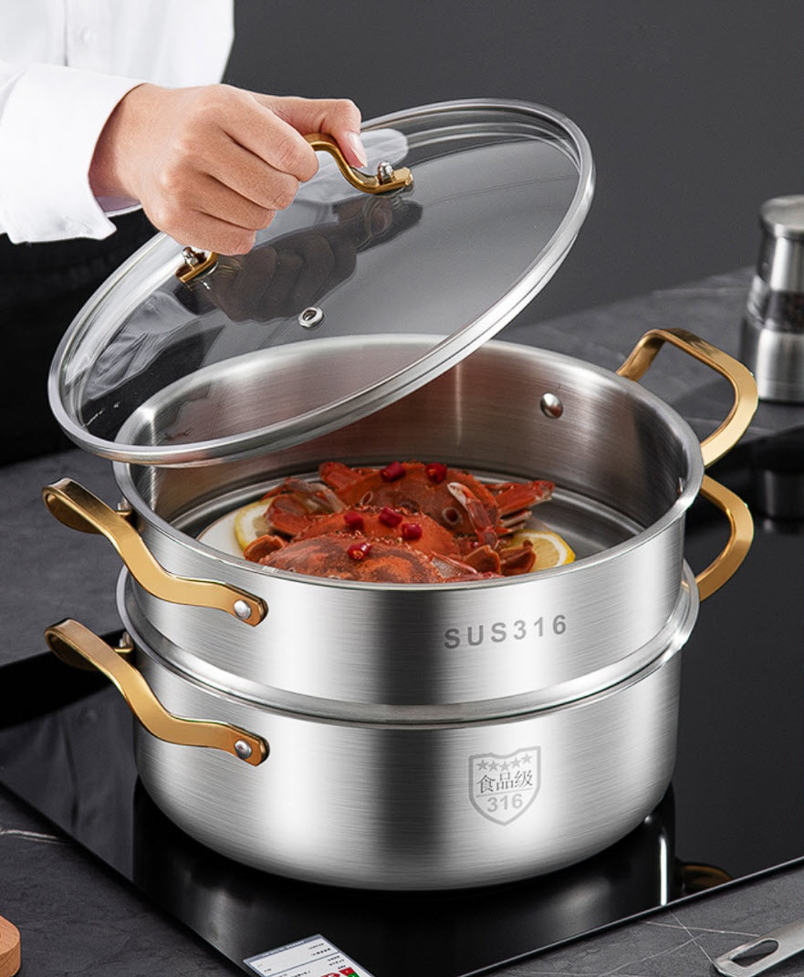 Nồi hấp inox y tế 316 cao cấp size 28-32cm JBZG32