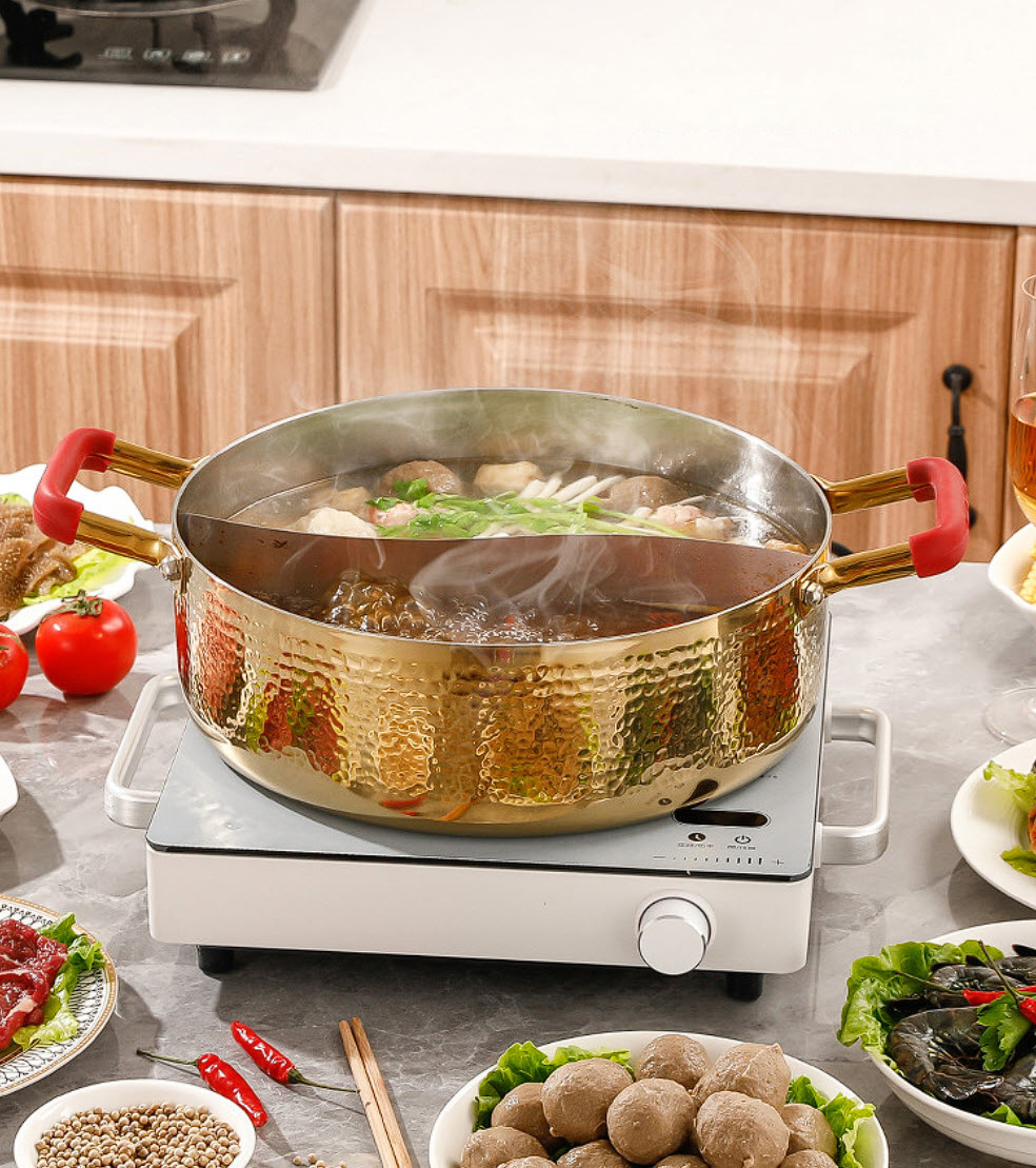 Nồi lẩu 2 ngăn inox y tế 316 cao cấp độ dày cao JSC20L