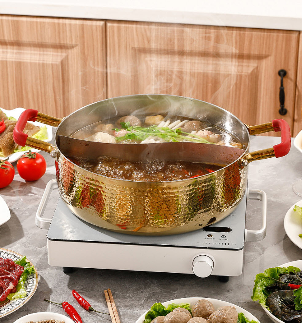 Nồi lẩu 2 ngăn inox y tế 316 cao cấp độ dày cao JSC20L