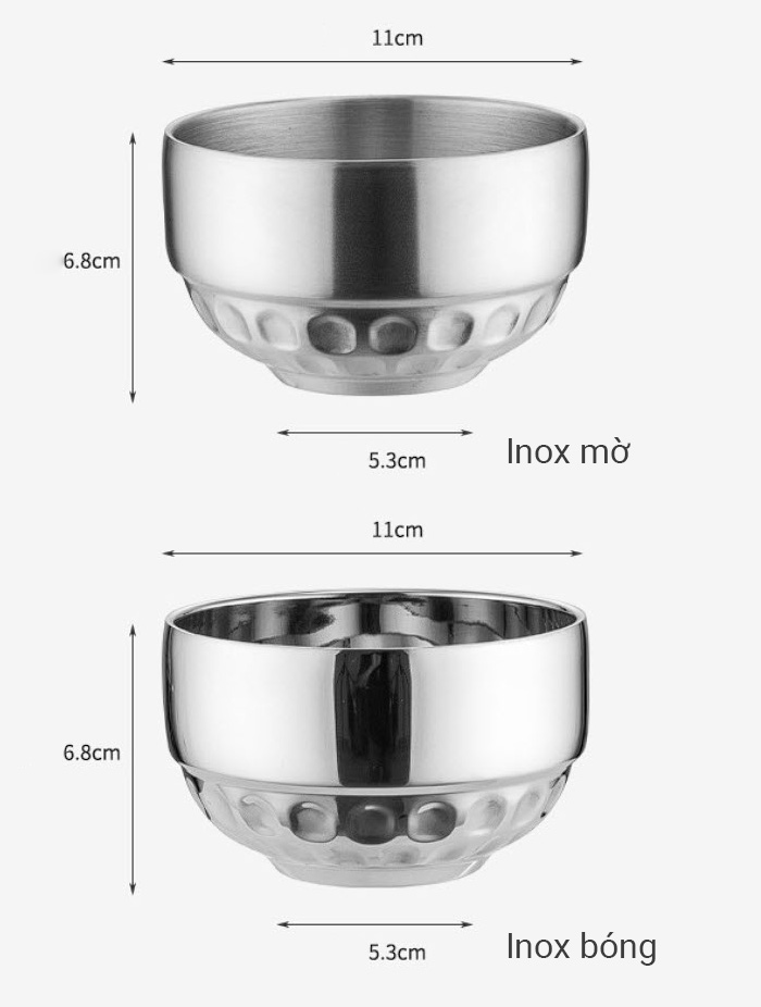 5 cái Chén inox y tế 316 đường kính 11cm 2 lớp 316ZSW