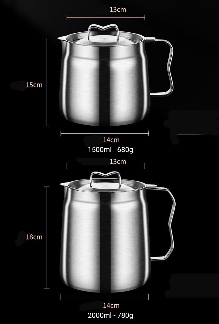 Ca lọc dầu ăn 2000ml inox 304 ca đựng nước 2L inox 304LYH