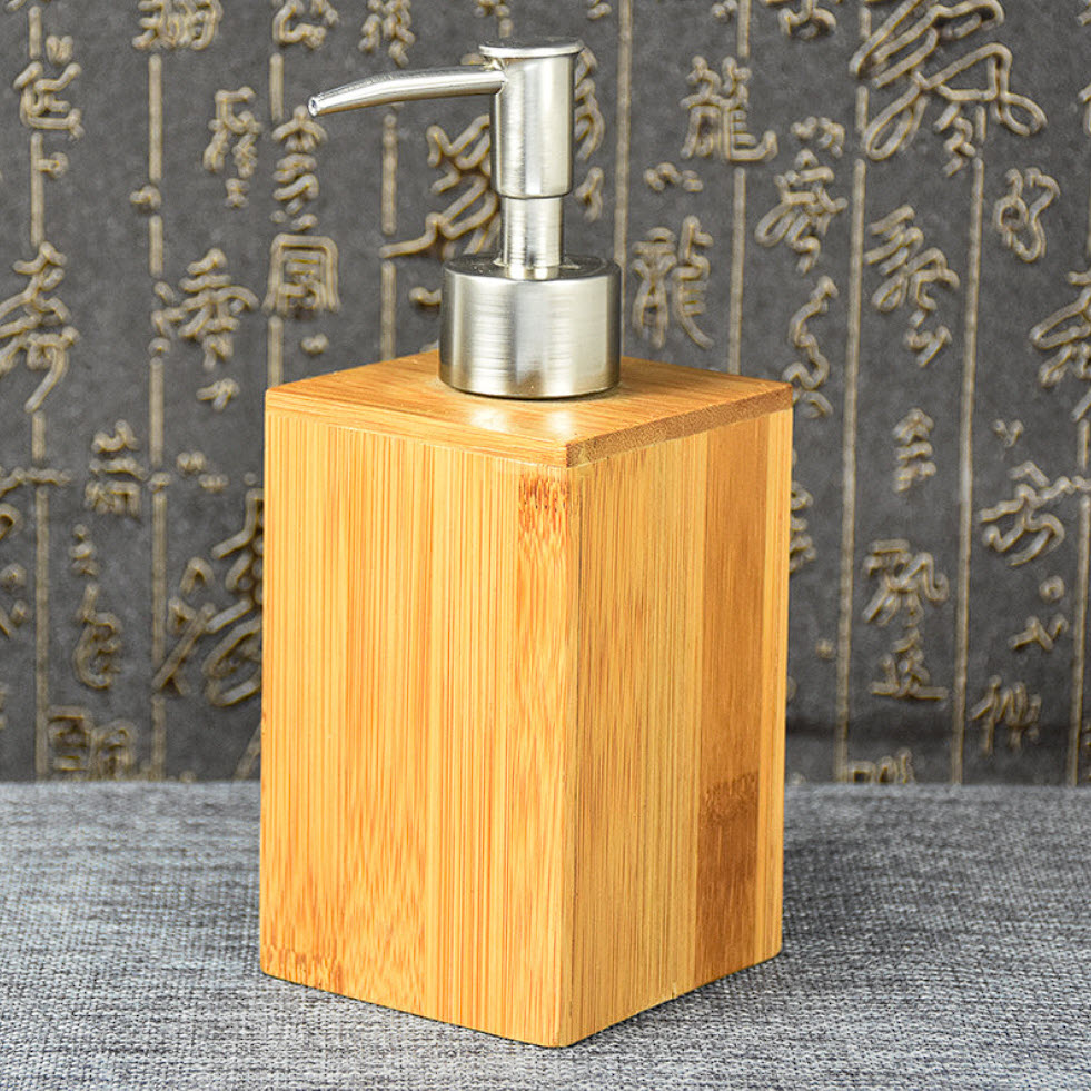 Bình đựng xà bông rửa tay gỗ tre AL5843