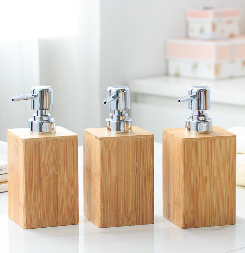 Bình đựng xà bông rửa tay gỗ tre AL5843
