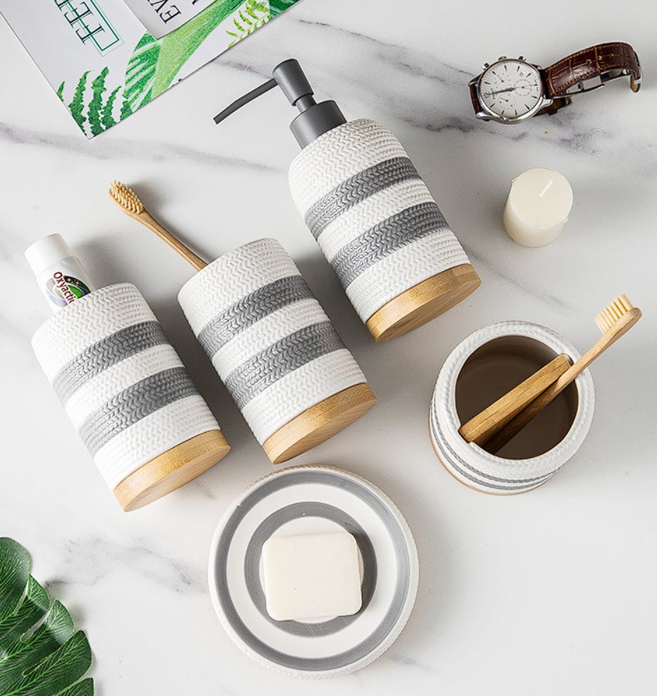 Bộ độ dùng nhà tắm 5 món sứ ceramics BCS0718B5