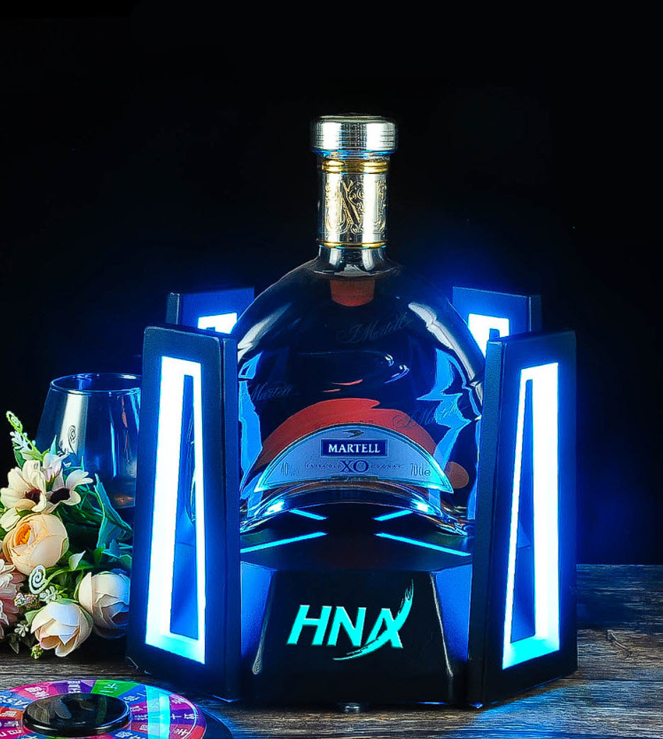 Đế trưng chai rượu có đèn led cho Bar Nhà Hàng HJ001