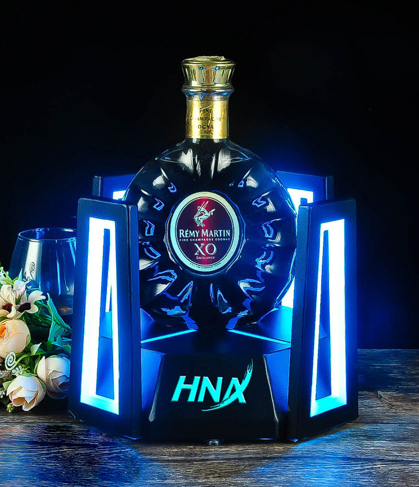Đế trưng chai rượu có đèn led cho Bar Nhà Hàng HJ001