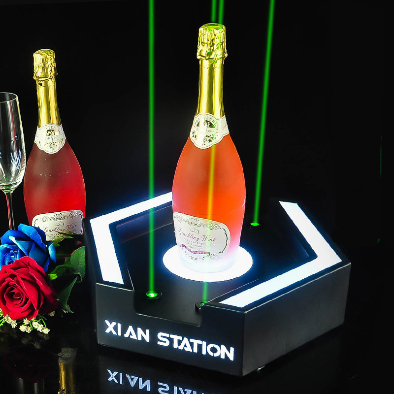 Đế trưng chai rượu có đèn lazer cho Bar Nhà Hàng YUT02