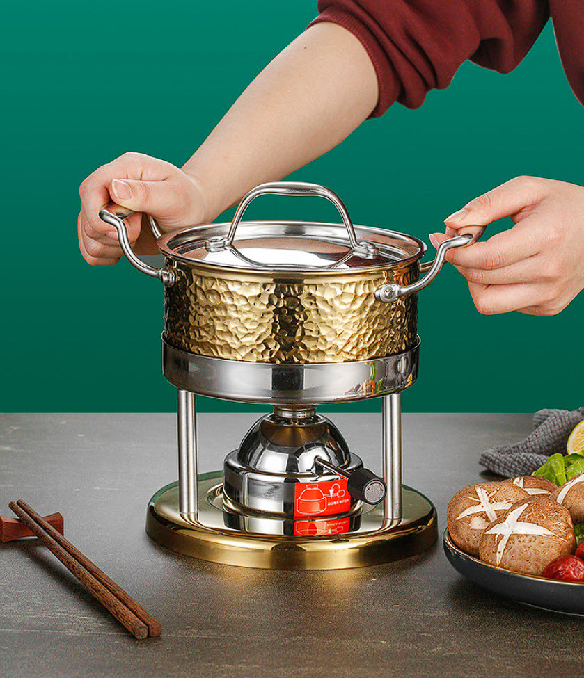 Nồi lẩu 1 người cao cấp 16cm inox 304 dùng gas CZG011