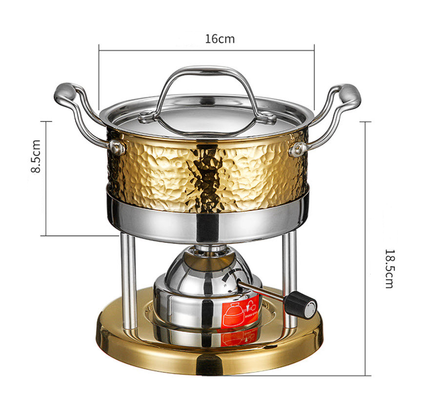 Nồi lẩu 1 người cao cấp 16cm inox 304 dùng gas CZG011