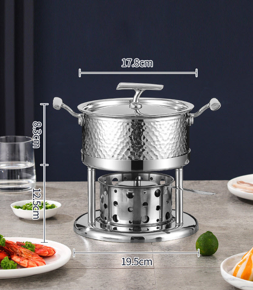 Nồi lẩu 1 người 17.5cm inox 304 dùng cồn CN011