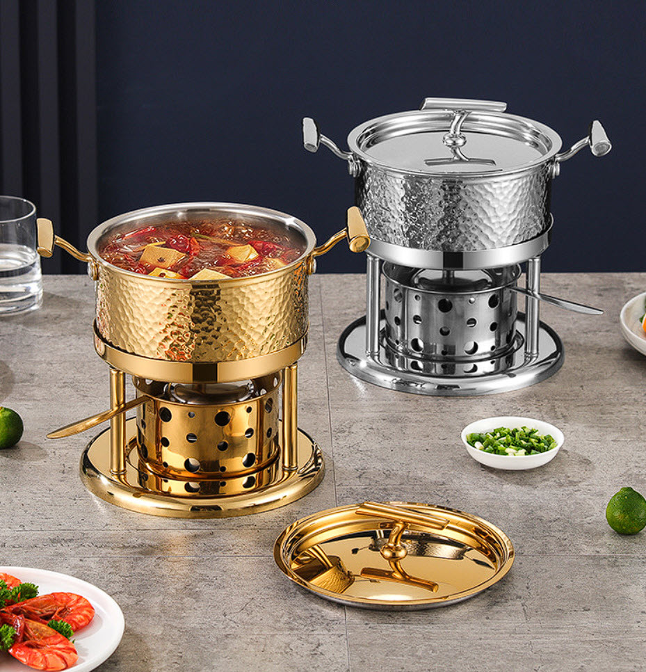Nồi lẩu 1 người 17.5cm inox 304 dùng cồn CN011