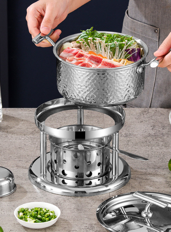 Nồi lẩu 1 người 17.5cm inox 304 dùng cồn CN011