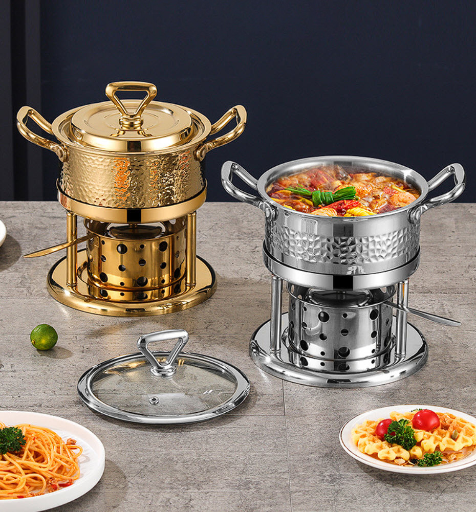 Nồi lẩu 1 người 17.5cm inox 304 dùng cồn CN014
