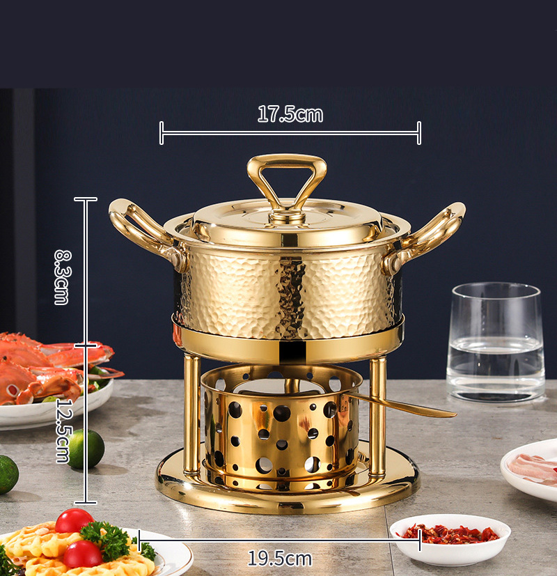 Nồi lẩu 1 người 17.5cm inox 304 dùng cồn CN014