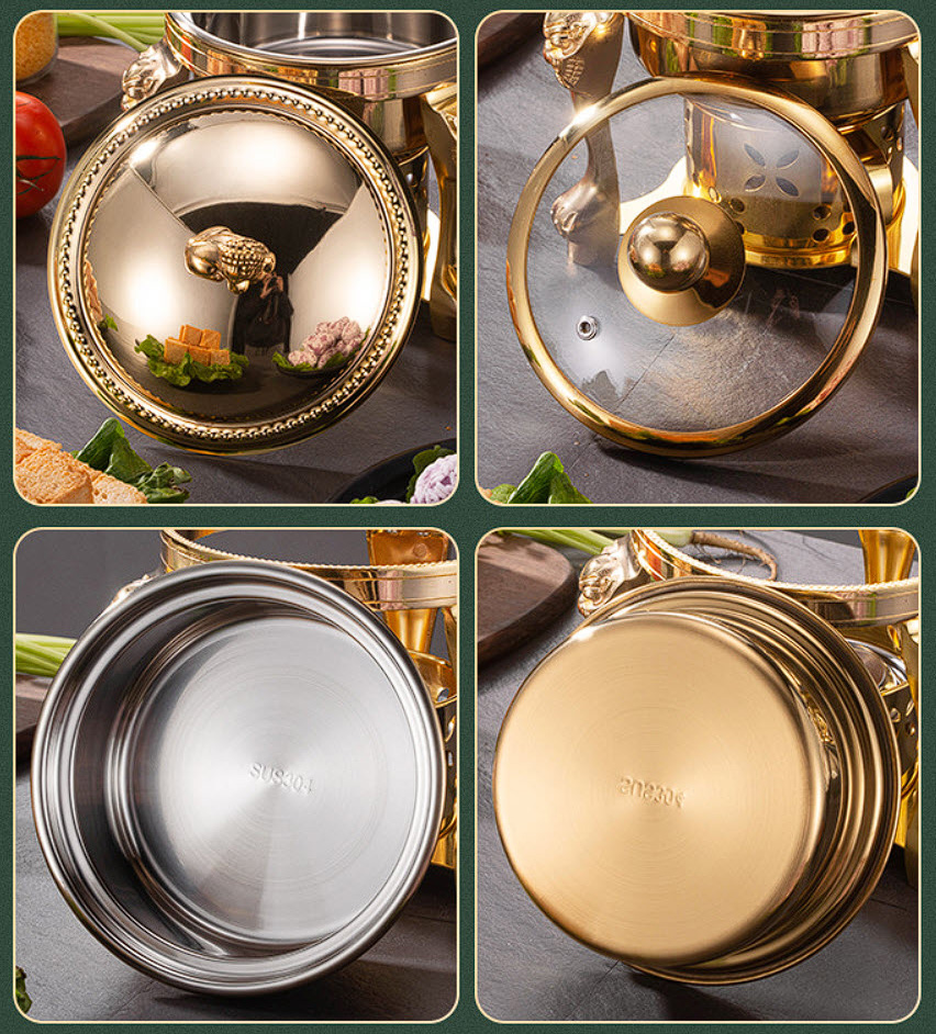 Nồi lẩu 1 người 16cm inox 304 dùng cồn CF321